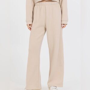 Vintage Havana Vanilla Cream Fleece Wide Leg Pant